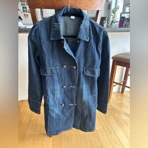 Denim Double-Breasted Women's Coat
